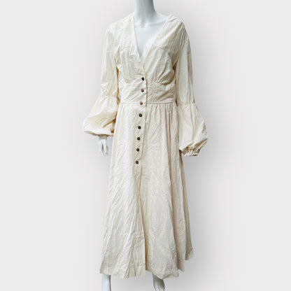 1980s nz vintage / buttonup parachute sleeve dress / s (3873354231889326844)
