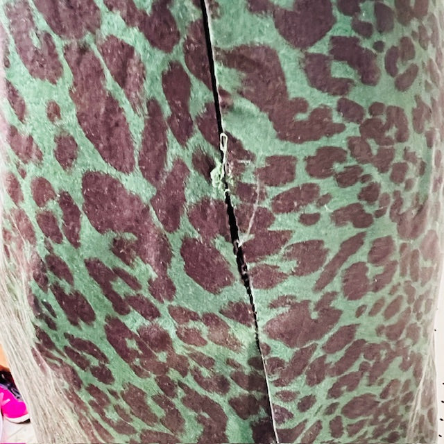 BEC & BRIDGE / green cheetah animale fever silk bias skirt / s Skirts