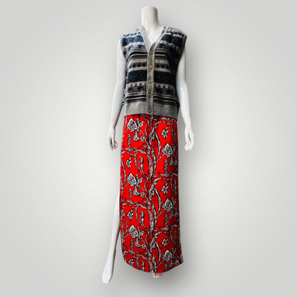 HONEY & BEAU / patterned maxi skirt / 10 (3875426423043127374)