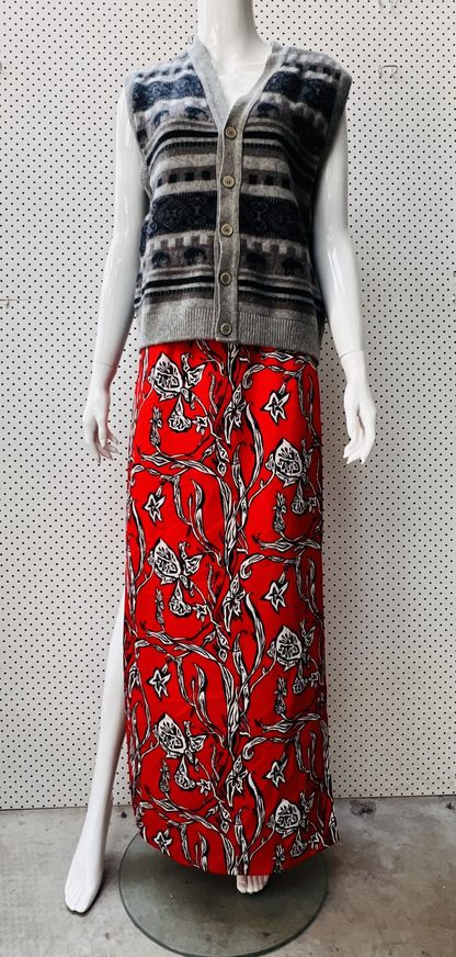 HONEY & BEAU / patterned maxi skirt / 10 (3875443395174635812)