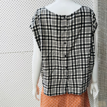 IORA / plaid button back top / s (3876735673783534473)