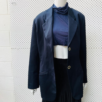 1990s nz vintage / PEPPERTREE / pure wool navy blazer / s (3877245020367455960)
