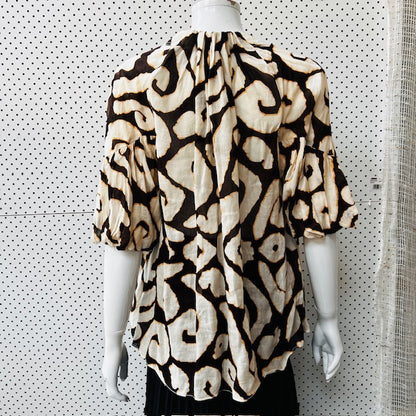 COUNTRY ROAD / print detail tuck blouse / s (3877245068759094419)