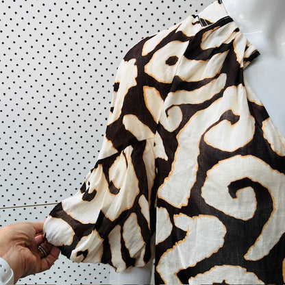 COUNTRY ROAD / print detail tuck blouse / s (3877245072217088838)