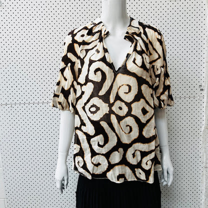 COUNTRY ROAD / print detail tuck blouse / s (3877245074127932248)