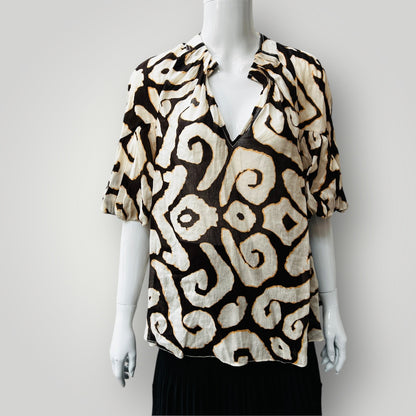 COUNTRY ROAD / print detail tuck blouse / s (3877246803057846965)