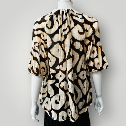 COUNTRY ROAD / print detail tuck blouse / s (3877246805087575309)