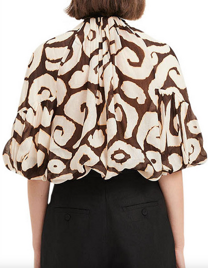 COUNTRY ROAD / print detail tuck blouse / s (3877767004452082850)