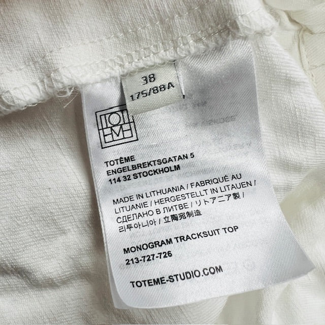 Totême / White Monogram Tracksuit Zip-Up Jacket / 38 Tops & shirts