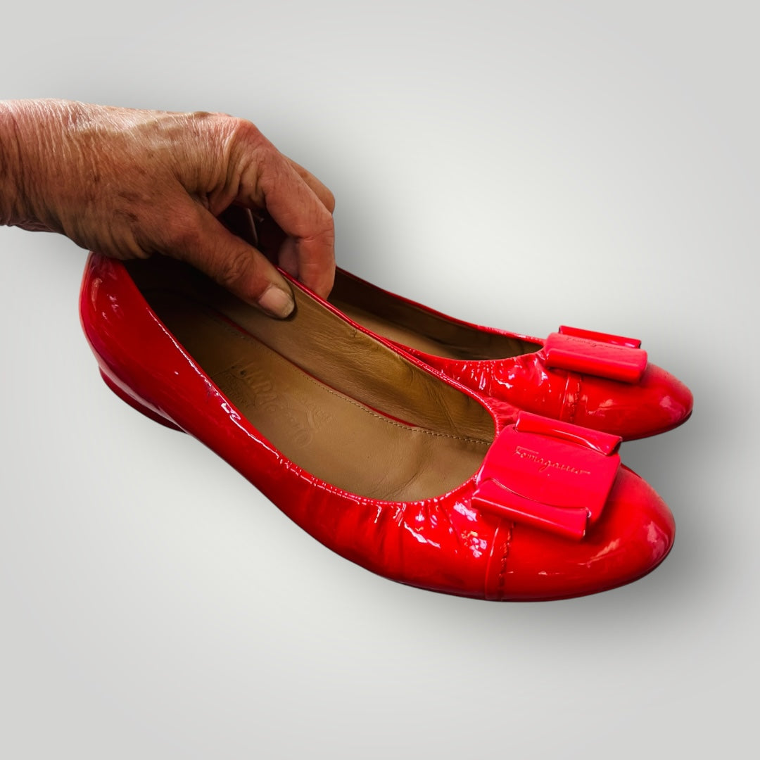 FERRAGAMO / patent bow ballet flats / 36 (3879653323698267600)