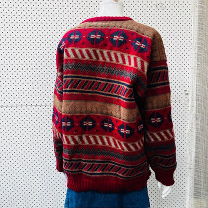 1990s nz vintage / BERTINI / patterned / wool jumper / M (3879681255931964161)