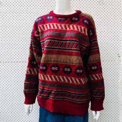 1990s nz vintage / BERTINI / patterned / wool jumper / M (3879681260350618081)
