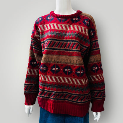 1990s nz vintage / BERTINI / patterned / wool jumper / M (3879681397449819656)