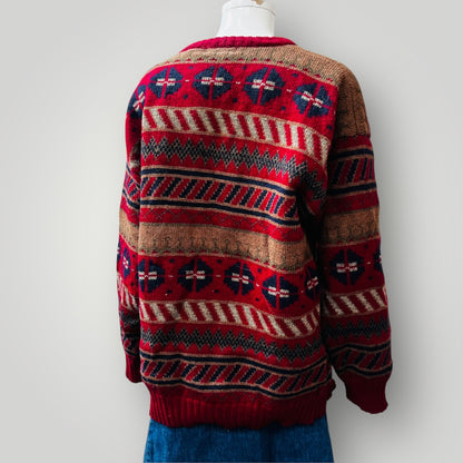 1990s nz vintage / BERTINI / patterned / wool jumper / M (3879681399040659434)