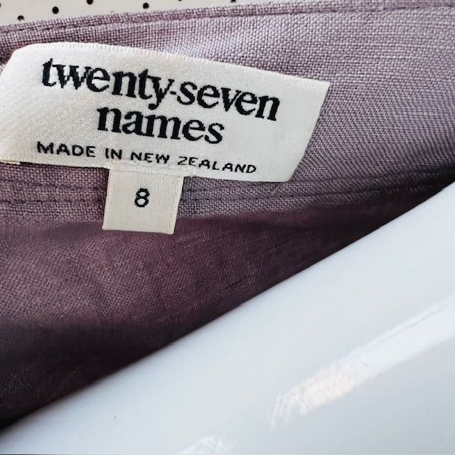 TWENTY SEVEN NAMES / dress in mauve linen / s / made in nz Dresses