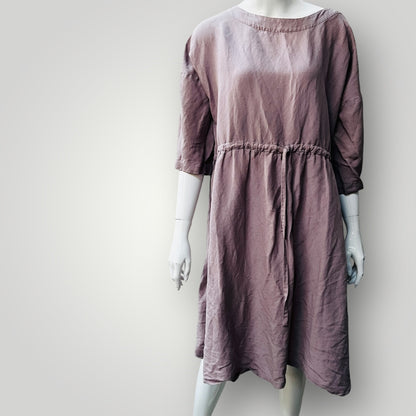 TWENTY SEVEN NAMES / dress in mauve linen / s / made in nz (3880039691255459755)