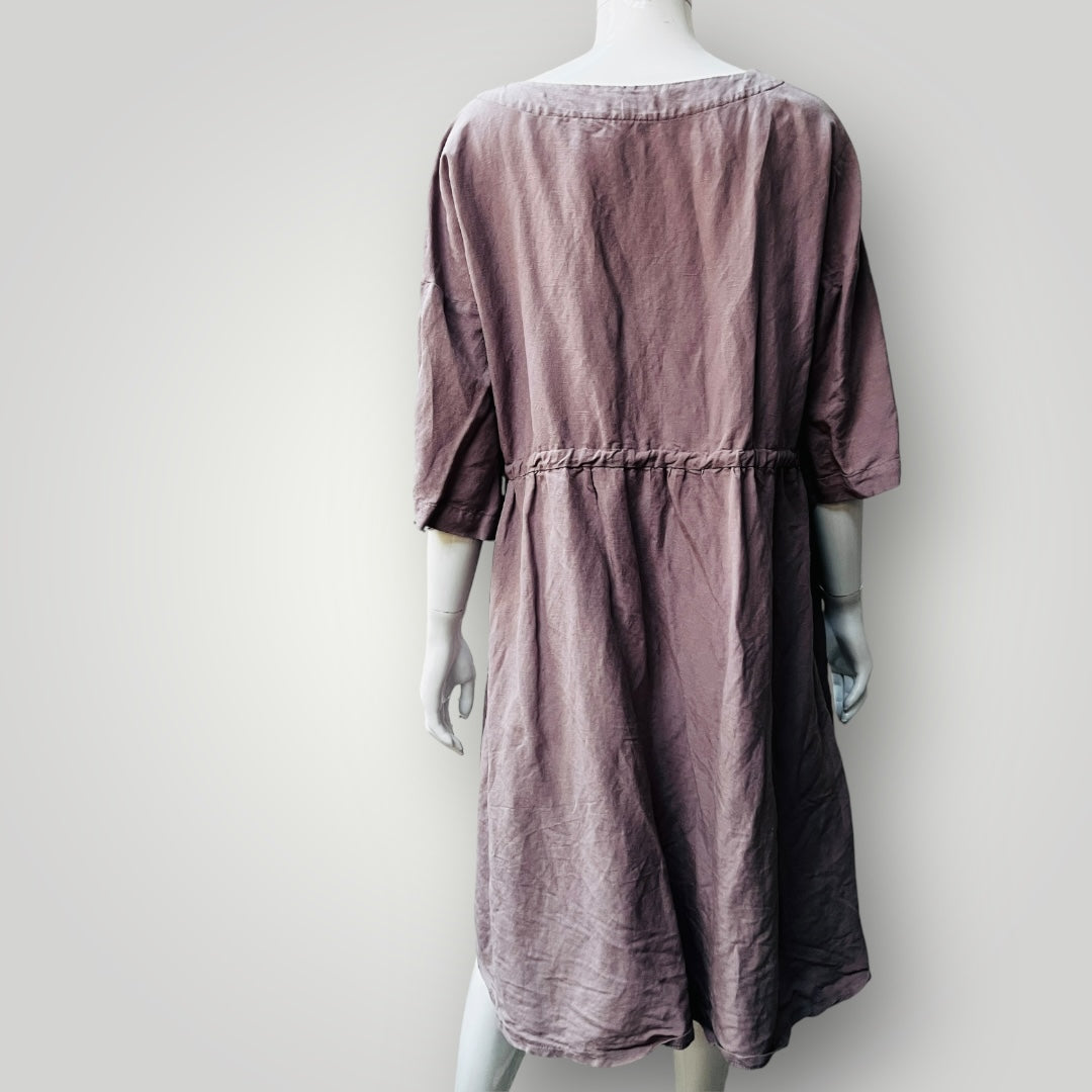TWENTY SEVEN NAMES / dress in mauve linen / s / made in nz Dresses