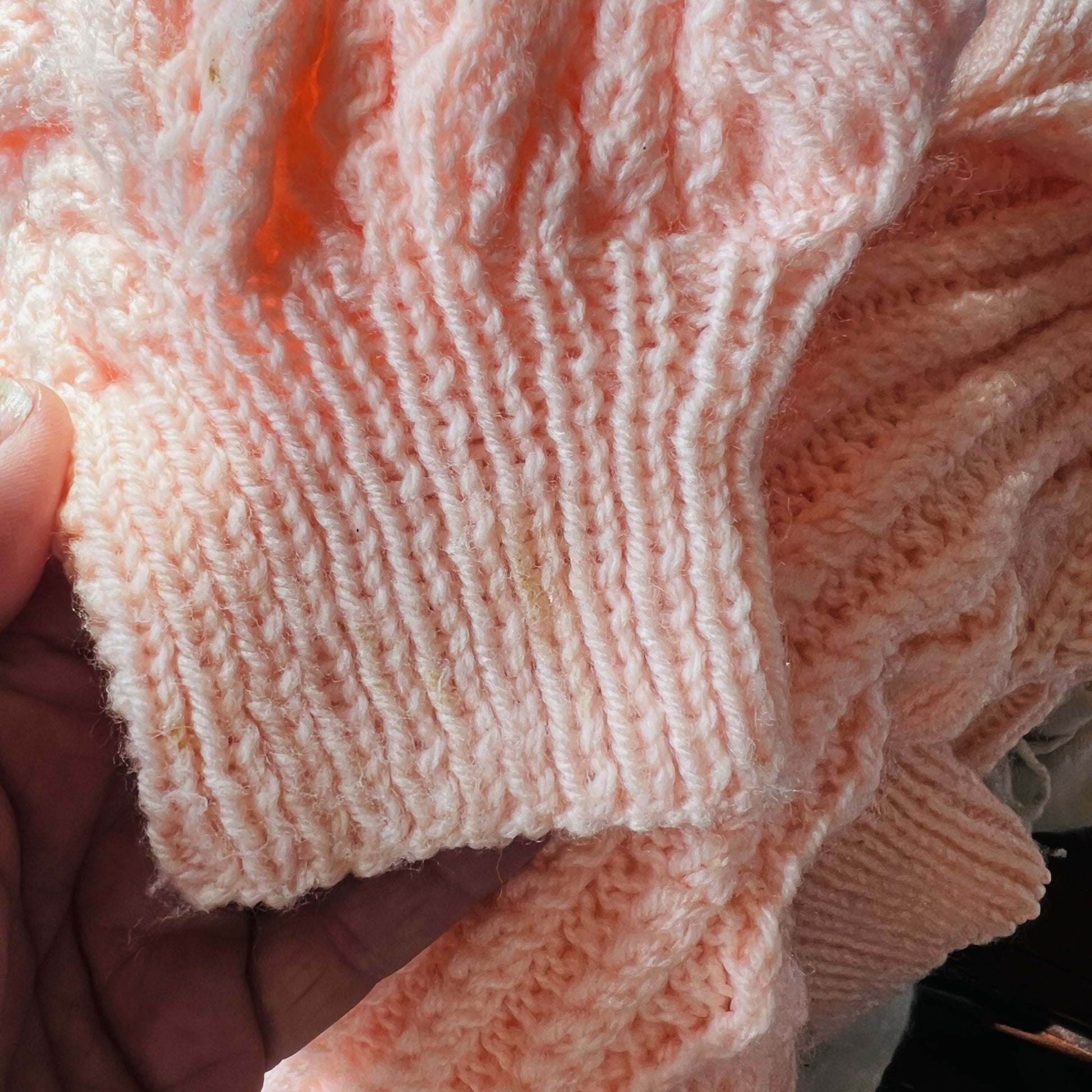 handmade / hand knit / apricot bell sleeve jumper / M/L (3880109029455344141)