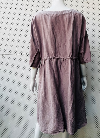 TWENTY SEVEN NAMES / dress in mauve linen / s / made in nz (3880192046958561453)