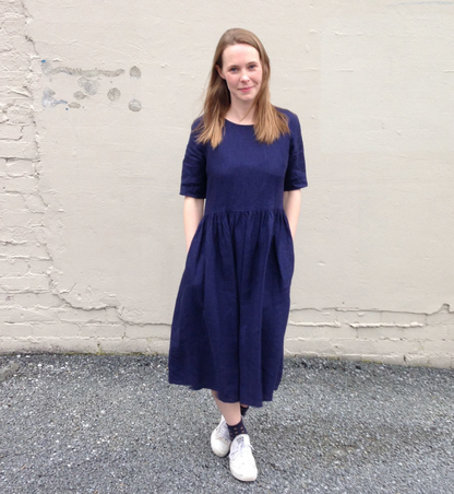 TWENTY SEVEN NAMES / dress in mauve linen / s / made in nz (3880192306635938514)