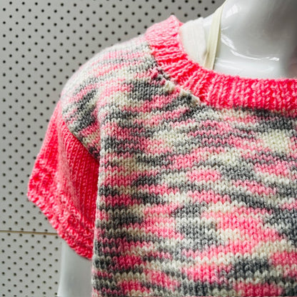 handmade / hand knitted / pink tee / s (3880447186897336075)
