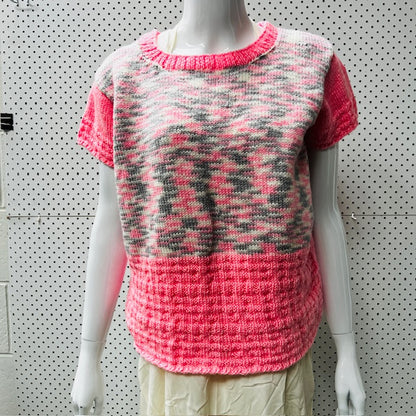 handmade / hand knitted / pink tee / s (3880447189162132827)