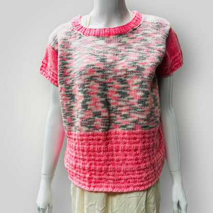handmade / hand knitted / pink tee / s (3880447372478026776)