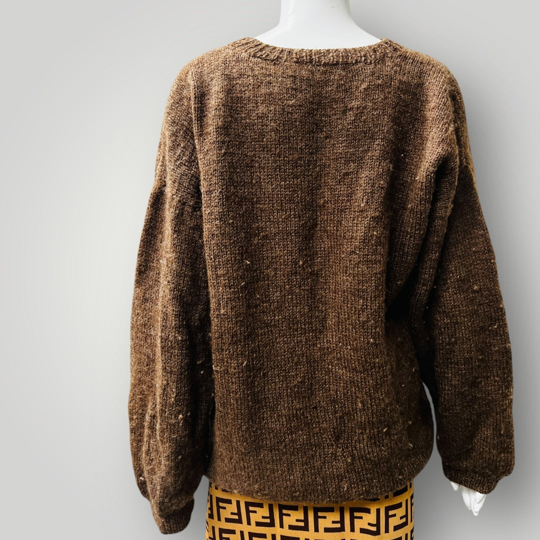 handmade / homespun / brown wool jumper / s Tops & shirts