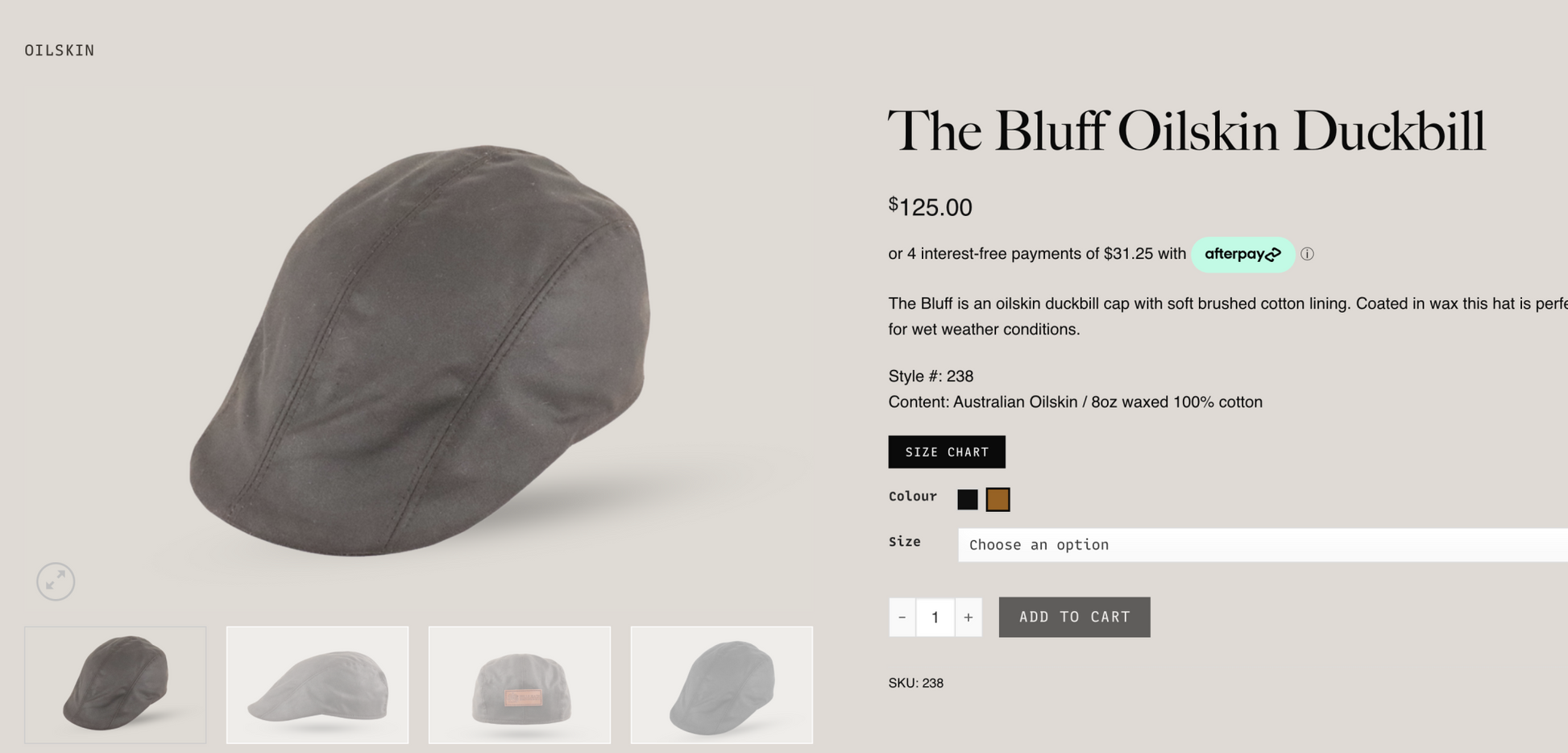 HILLS HATS / DUCKBILL IN OILSKIN / S / made in nz Hats & caps