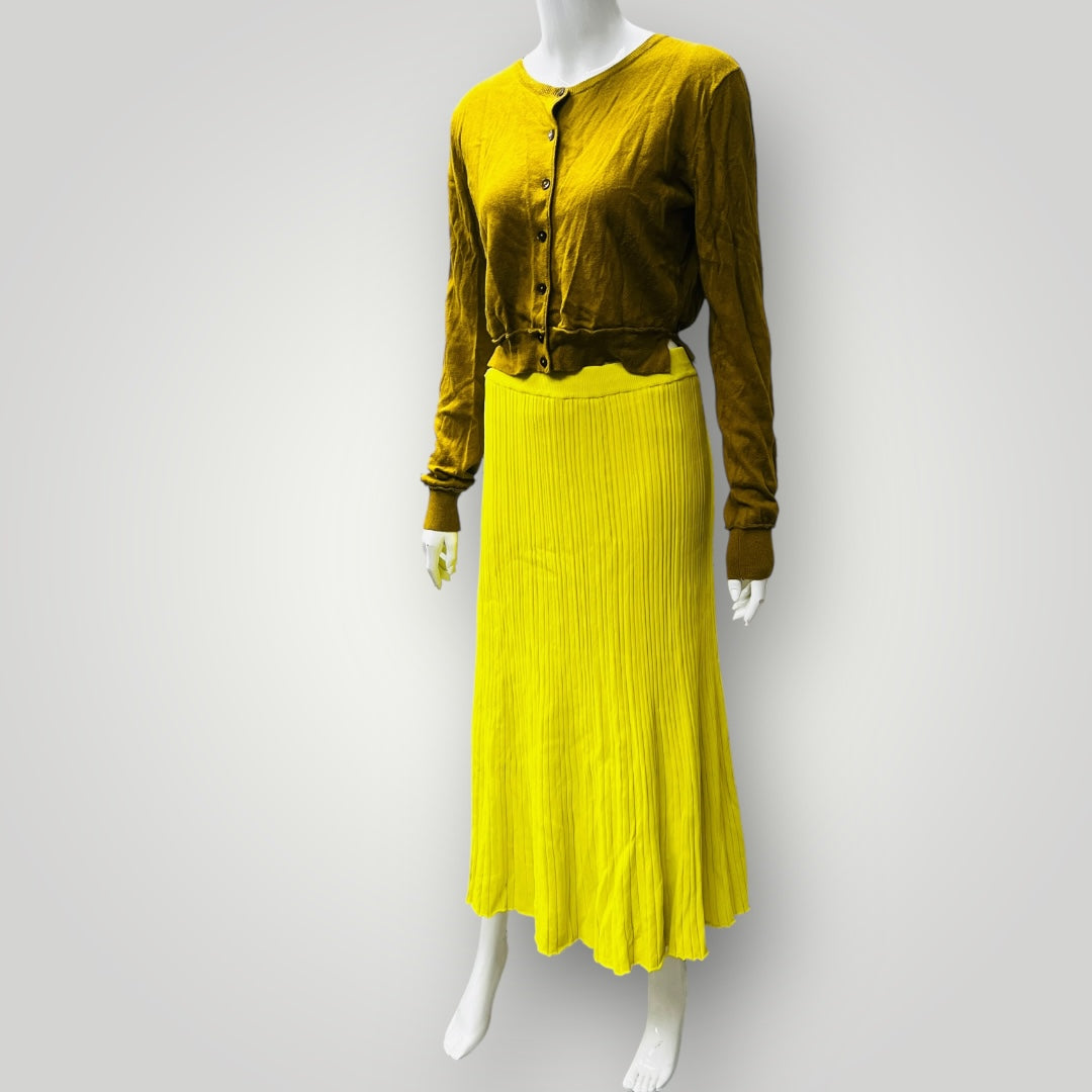 ZARA / bright yellow midi skirt / m (3881742689309125230)