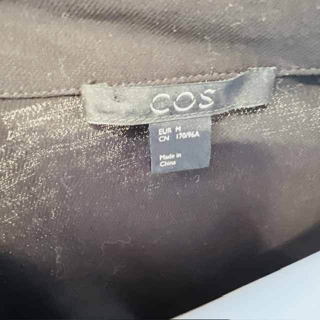 COS / semi sheer long black button down shirt / M (3882692252091055485)