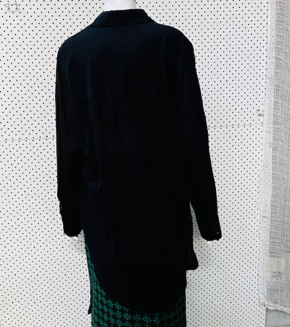 COS / semi sheer long black button down shirt / M (3882776271105565847)
