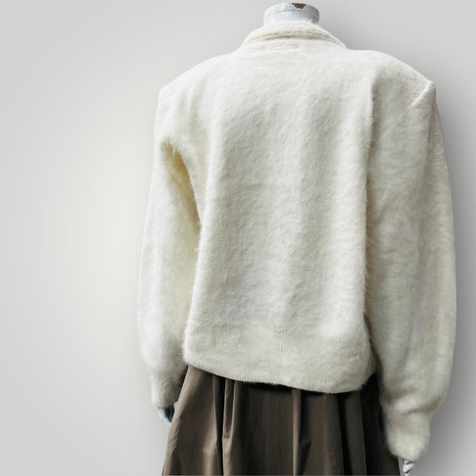 asian vintage / oversized fluffy angora collared cardigan / large sun / L Tops & shirts