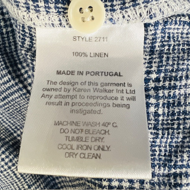 KAREN WALKER / blue linen oversized shirt / s (3883809110575268722)