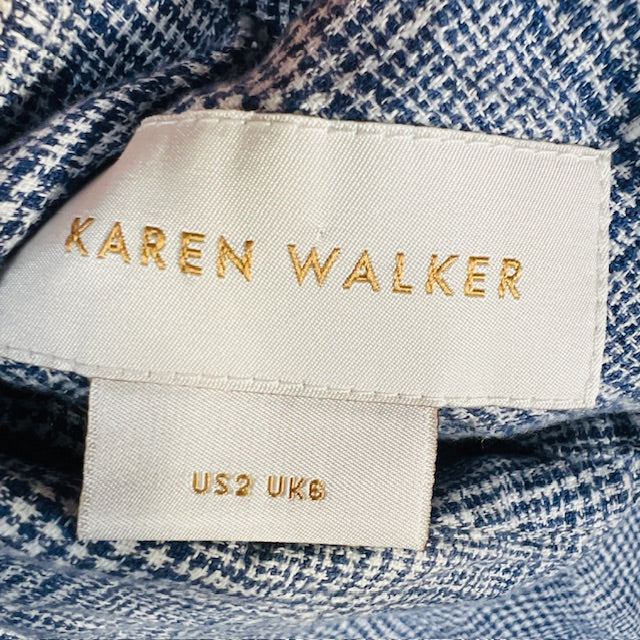 KAREN WALKER / blue linen oversized shirt / s (3883809112756517013)