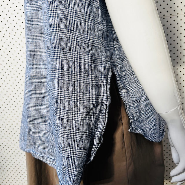 KAREN WALKER / blue linen oversized shirt / s (3883809117525335431)