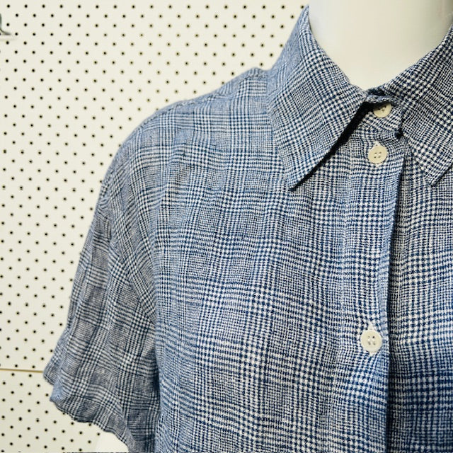 KAREN WALKER / blue linen oversized shirt / s (3883809120124142067)