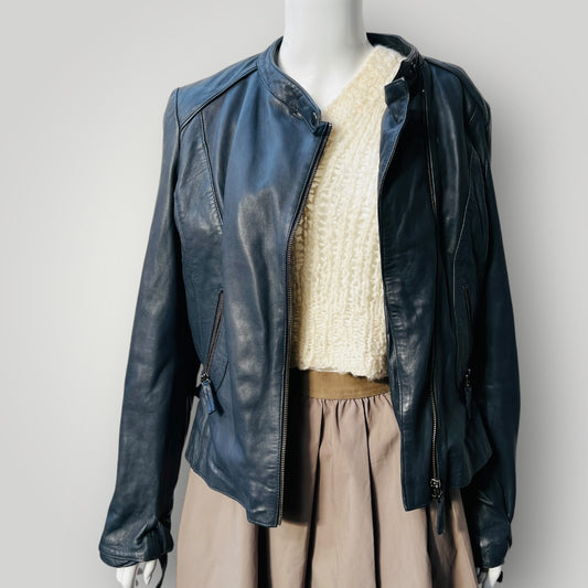 NAF NAF / leather jacket in smoky blue / 42 Jackets