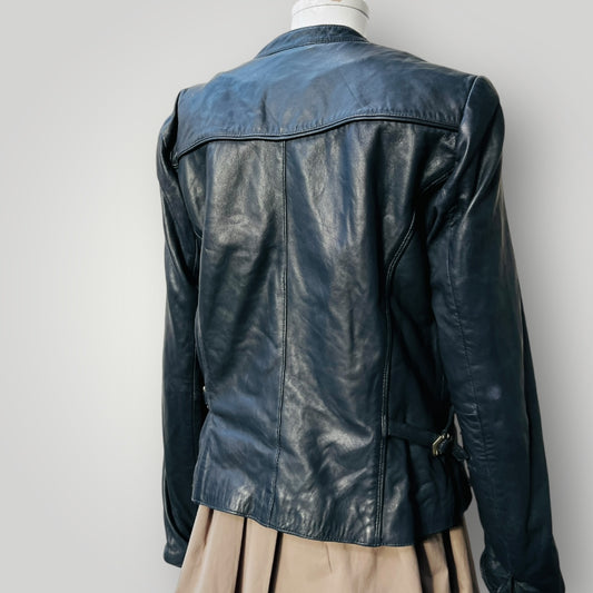 NAF NAF / leather jacket in smoky blue / 42 Jackets