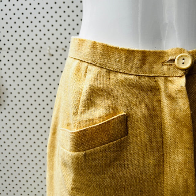 1970s NZ VINTAGE / handmade linen pencil skirt / s Vintage & retro