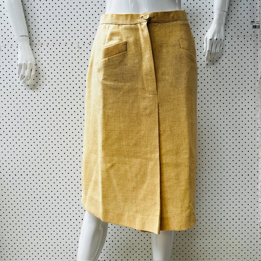 1970s NZ VINTAGE / handmade linen pencil skirt / s Vintage & retro
