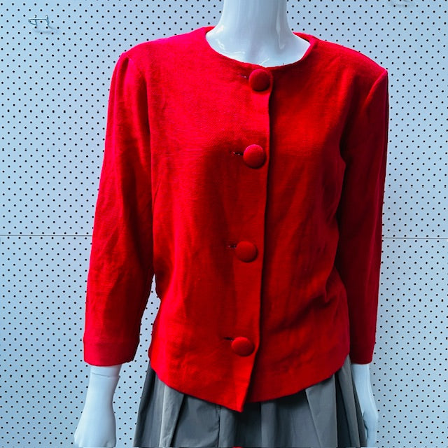 1990s nz vintage / SILX / red dress jacket with shoulder pads / s / nz made (3883907090521514702)