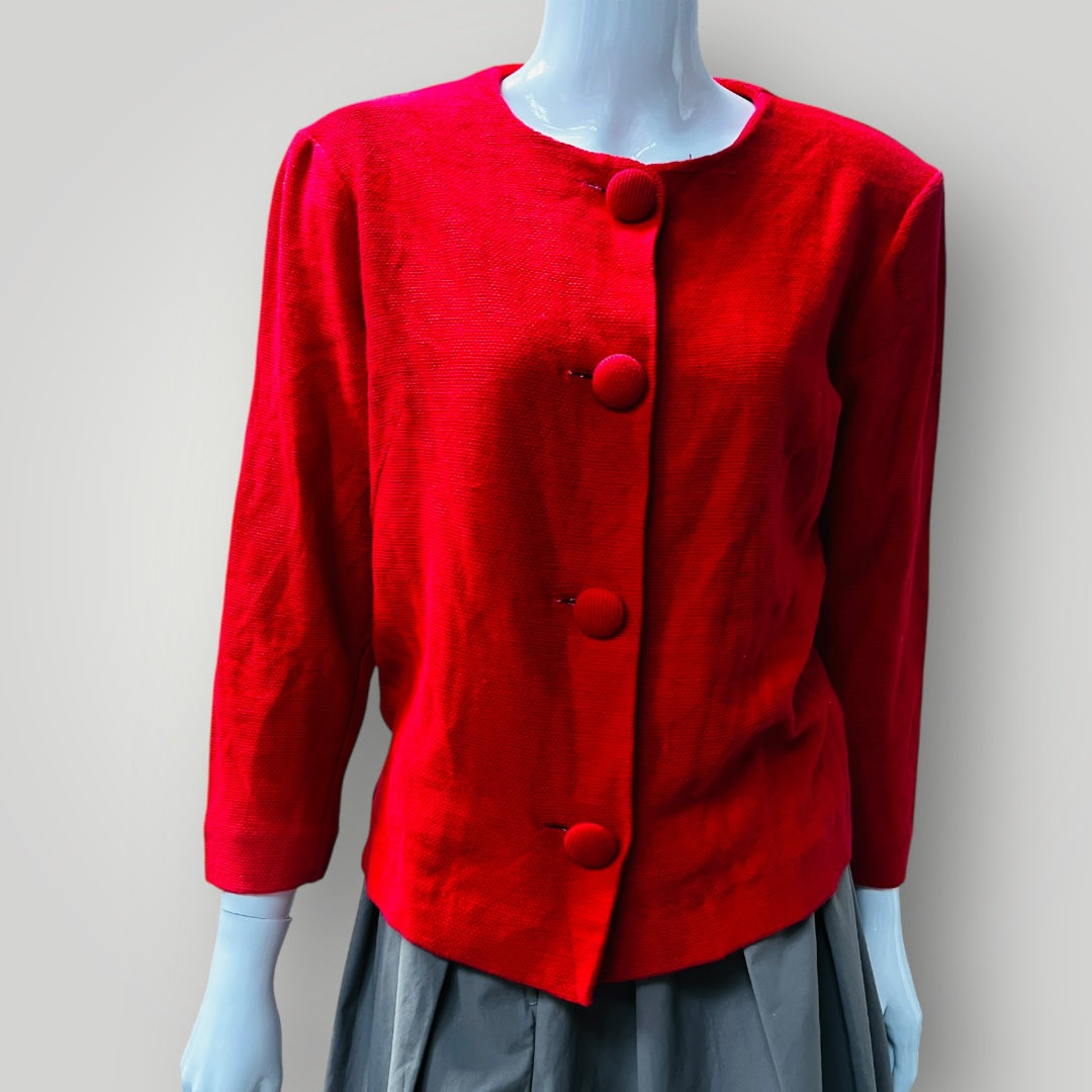1990s nz vintage / SILX / red dress jacket with shoulder pads / s / nz made (3883907328795718874)