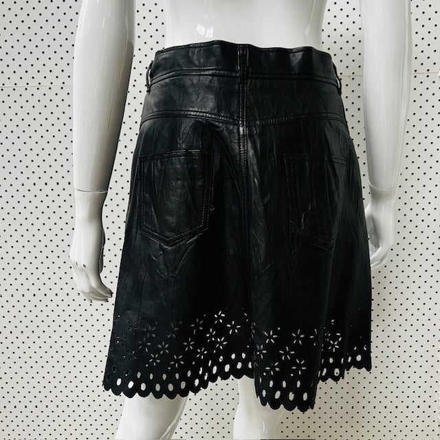 trelise cooper / 'hide and seek' black leather skirt / s Skirts