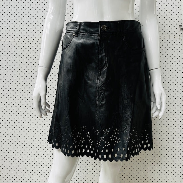 trelise cooper / 'hide and seek' black leather skirt / s Skirts