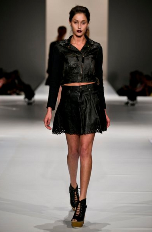trelise cooper / 'hide and seek' black leather skirt / s Skirts
