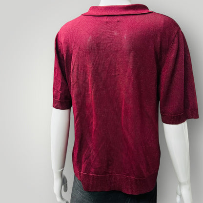 GORMAN / burgundy lurex polo shirt / 12 (3884154977753414604)