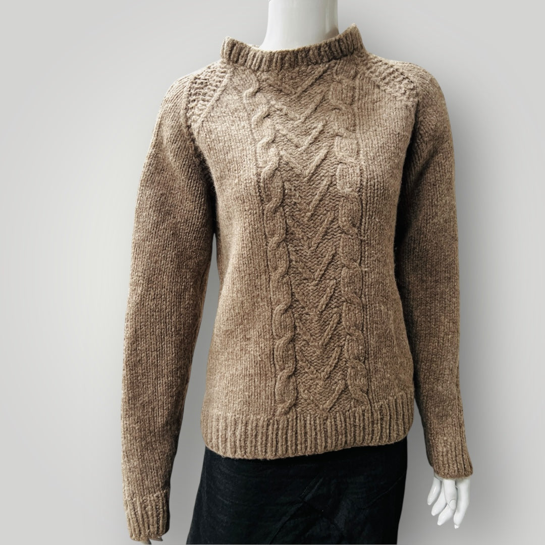 handmade / homespun / hand knitted / brown wool jumper / s Tops & shirts