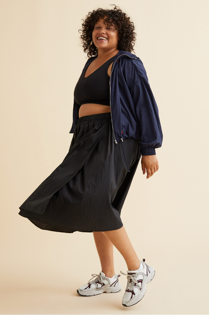 full skirt with pockets / crispy nylon / m/L Skirts