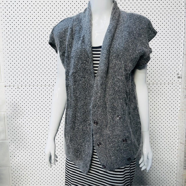 1980s vintage / DANA ASHLEY / silk angora cardigan vest / l (3884682653436125146)